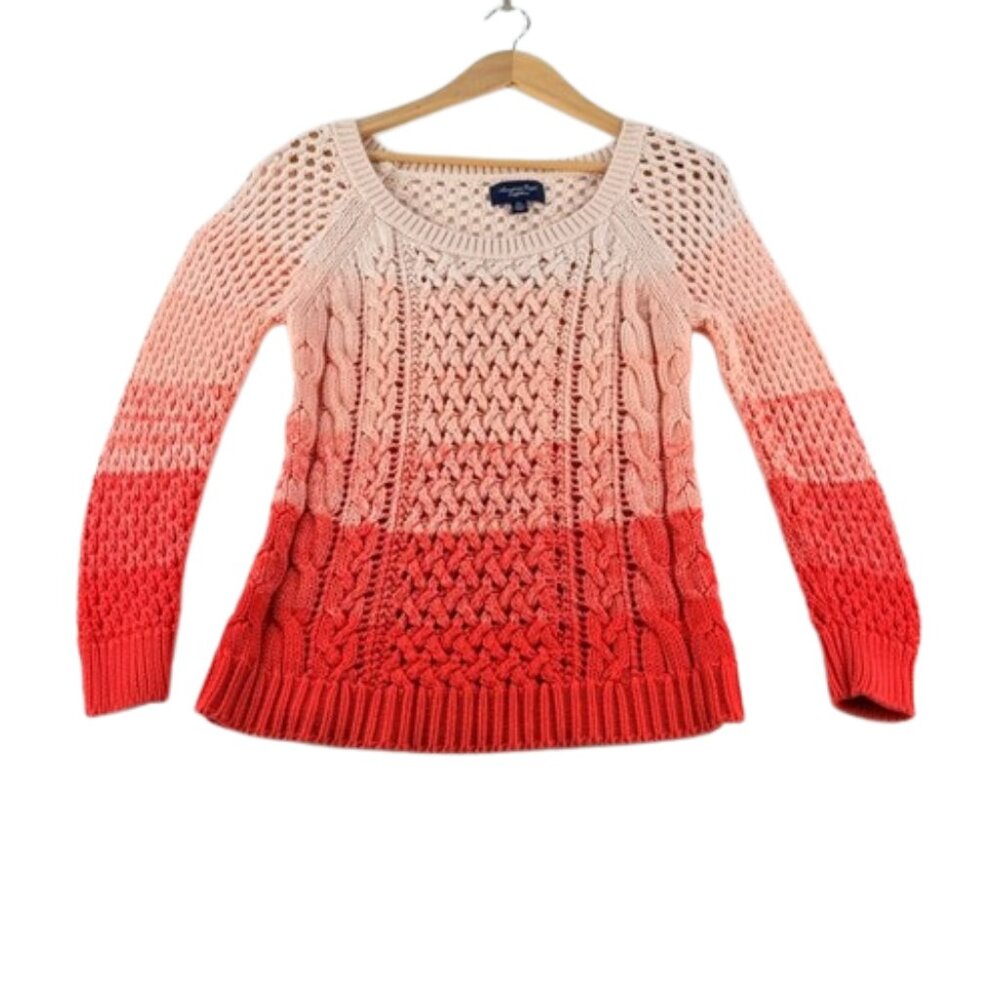 American Eagle Pink Ombre Chunky Knit Sweater | Women's M